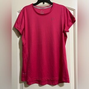 NIKE Dri-Fit Swoosh Running Women’s Hot Pink Short Sleeve Tee Shirt Size Large